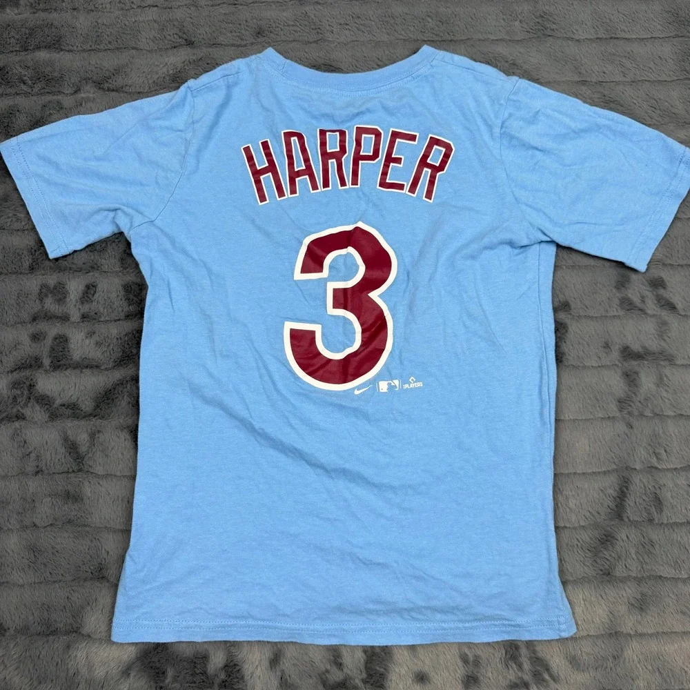 Nike Kids Philadelphia Phillies Bryce Harper 3 T-Shirt Light Blue Medium 10-12
